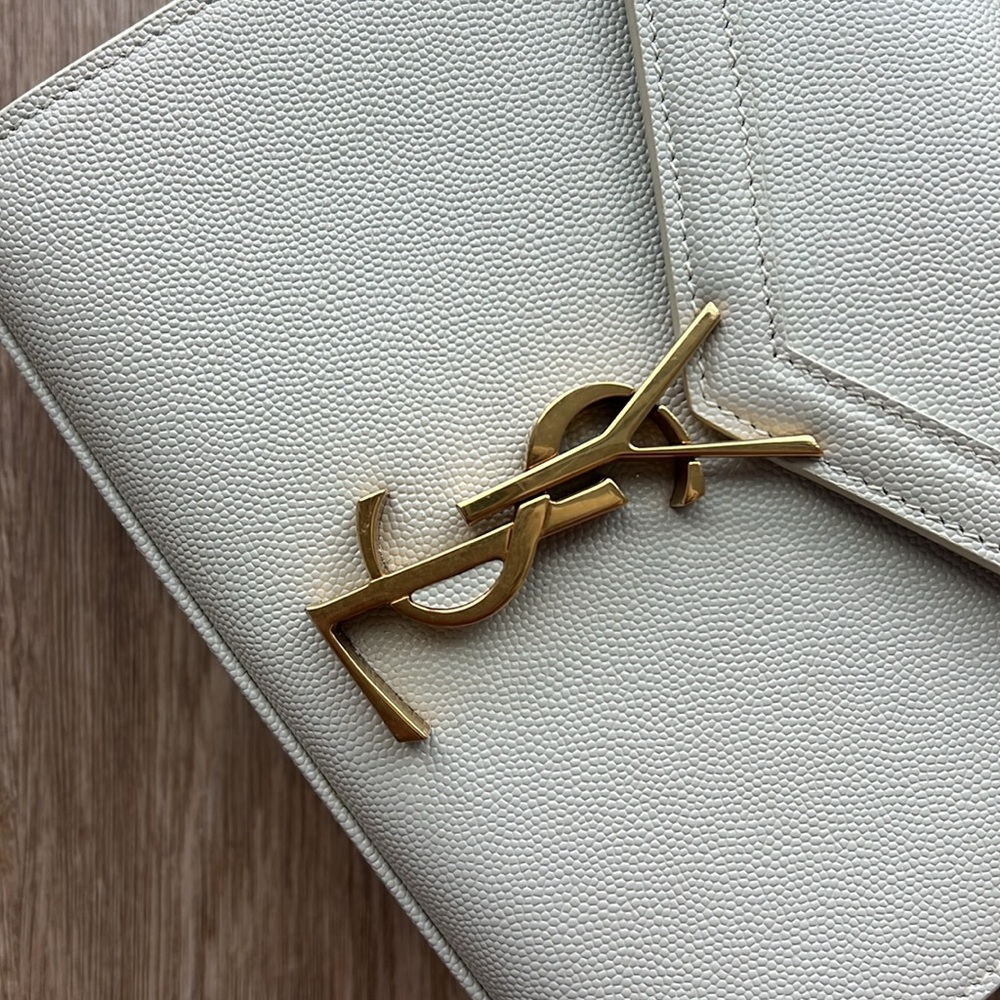 YSL CASSANDRA MINI TOP HANDLE BAG - Beige Leather - Picture 9 of 12